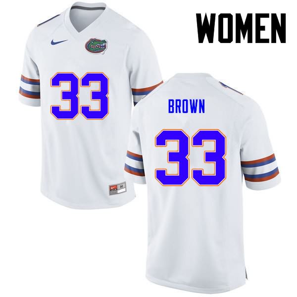 NCAA Florida Gators Mack Brown Women's #33 Nike White Stitched Authentic College Football Jersey LWM7864SO